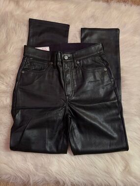 GAP Black Faux Leather High-Rise Slim Pants